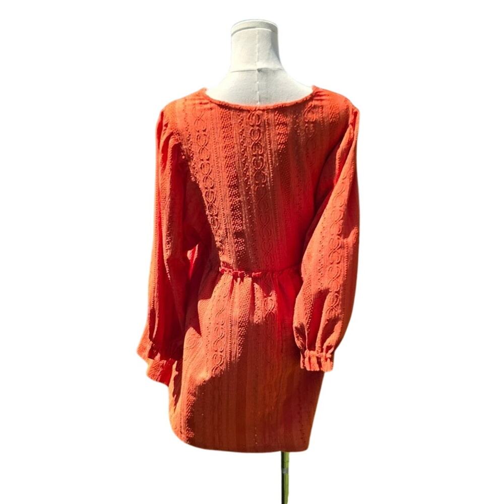 Cato Boho Orange Lace Trim Peasant Tunic Blouse Womens Size 14 16W - Picture 3 of 12